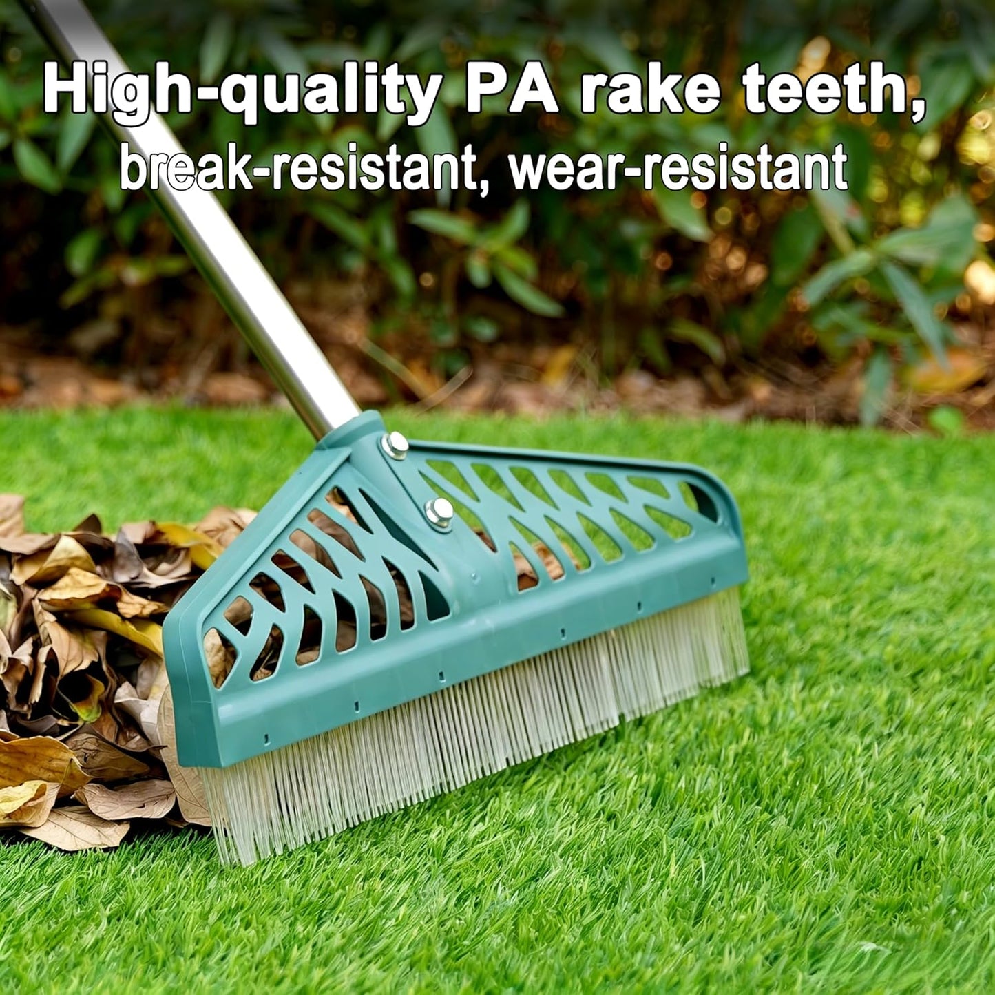 YEELOR Artificial Turf Rake with Adjustable Steel Handle from 32 to 61 Inch, Durable Artificial Grass Rake, Turf Brush for Cleaning Pet Hair, Large Fallen Leaves and Dead Grass from Artificial Turf
