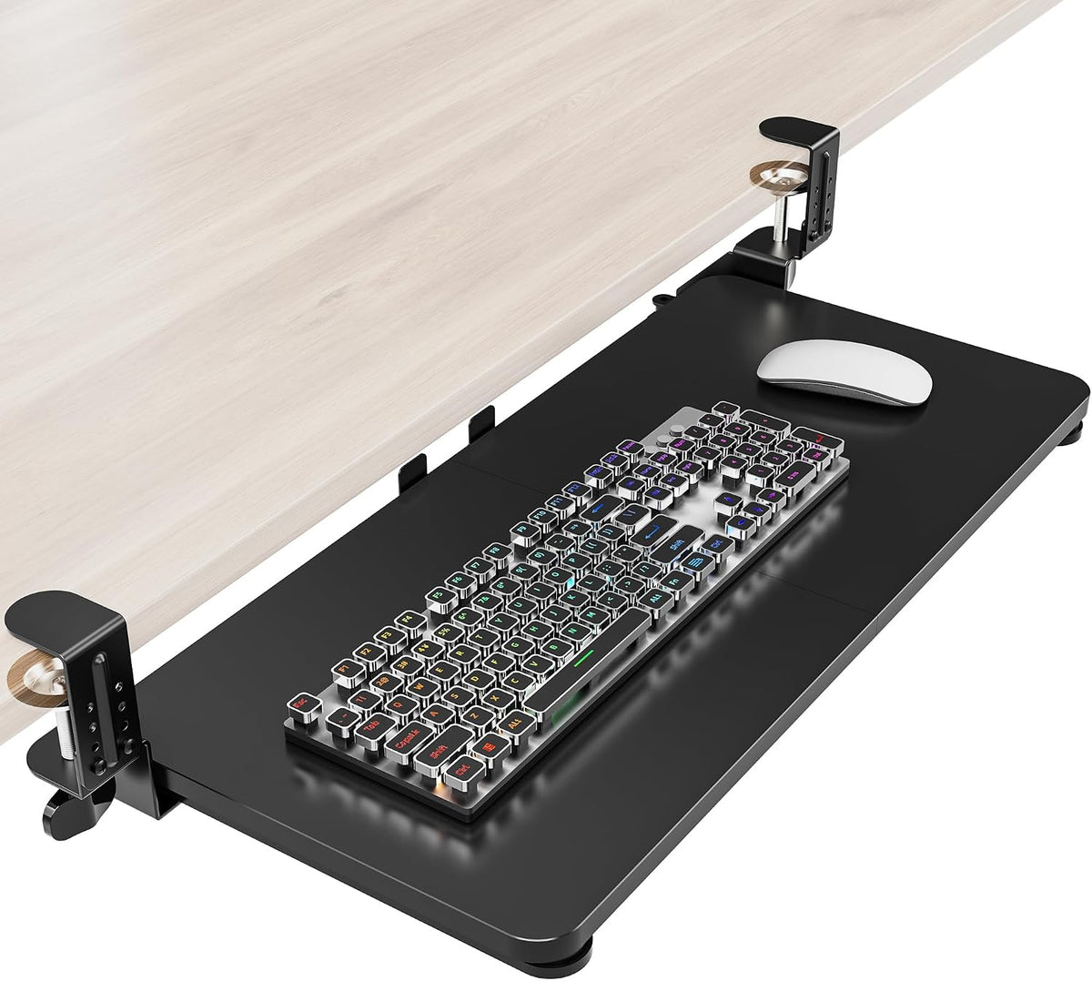 Ergonomic Keyboard Tray under Desk, 25.6X11.8 Inch Board, Black