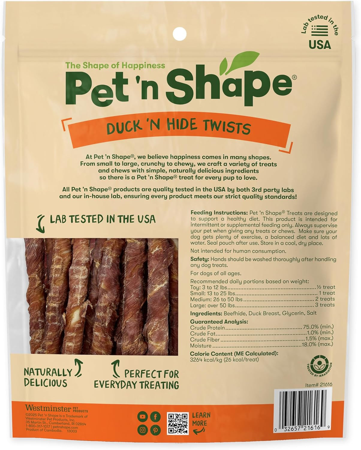 Pet 'N Shape Duck 'N Hide Twists - Duck Wrapped Rawhide Natural Dog Treats, Small, 1 Pound (Pack of 1)