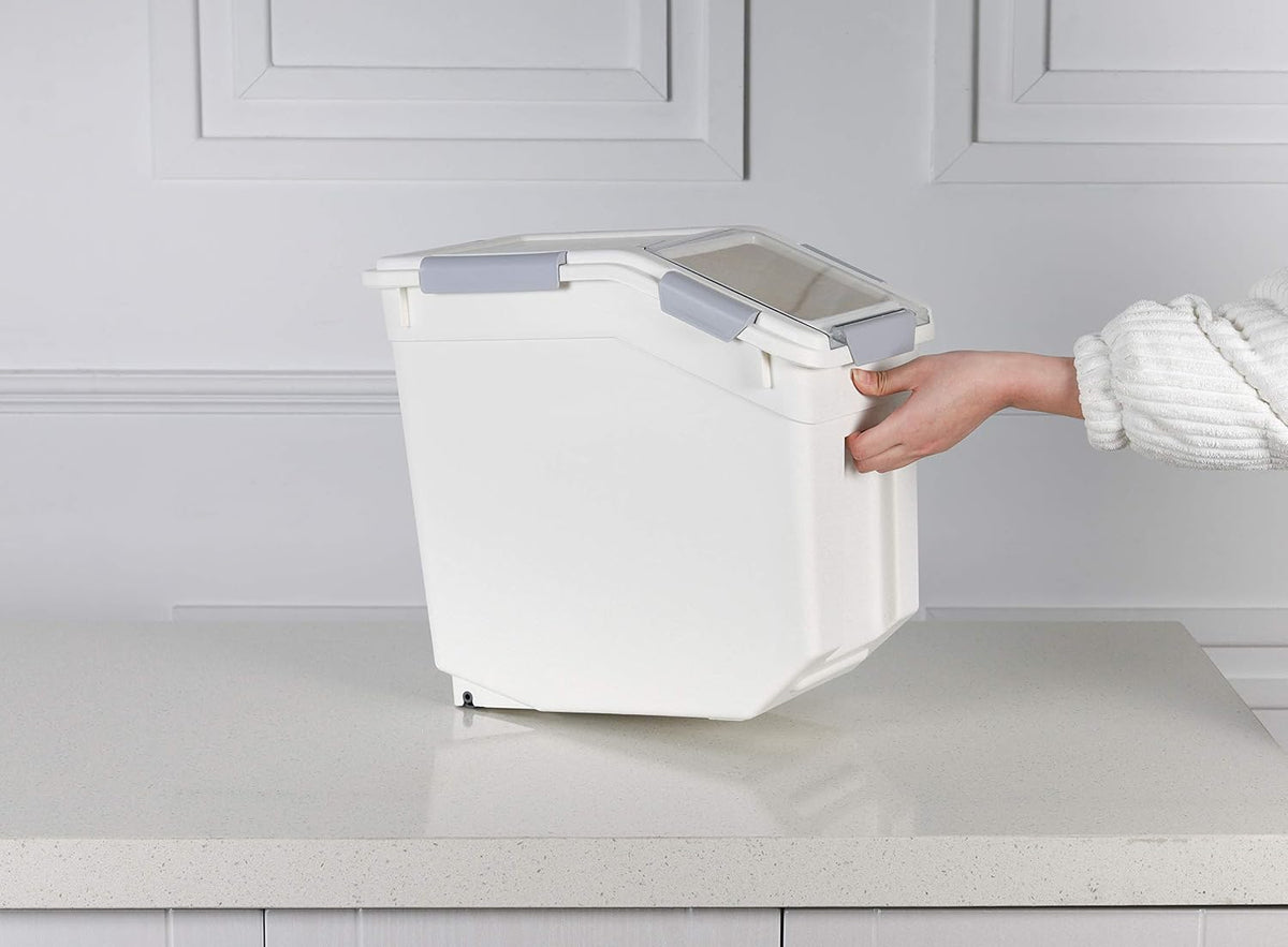 Eontone [2-Pack] 30 Lbs Rice Storage Container, 15L Airtight Food Bin with Wheels for Flour, Pet Food