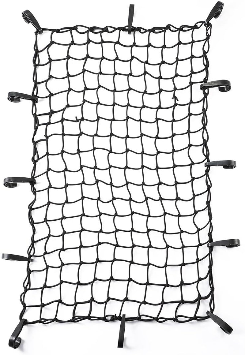 CZC AUTO 22"X38" Black Latex Bungee Cargo Net Strech to 44"X76", 2"X2" Mesh
