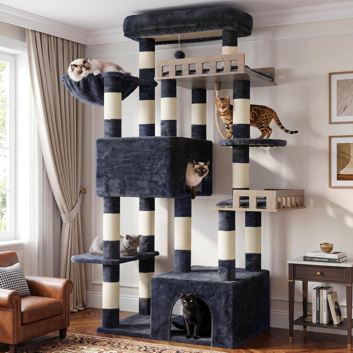 Gitelsnour Maine Coon Cat Tree, Heavy Duty Cat Tower for 20 Lbs+, GCT033G