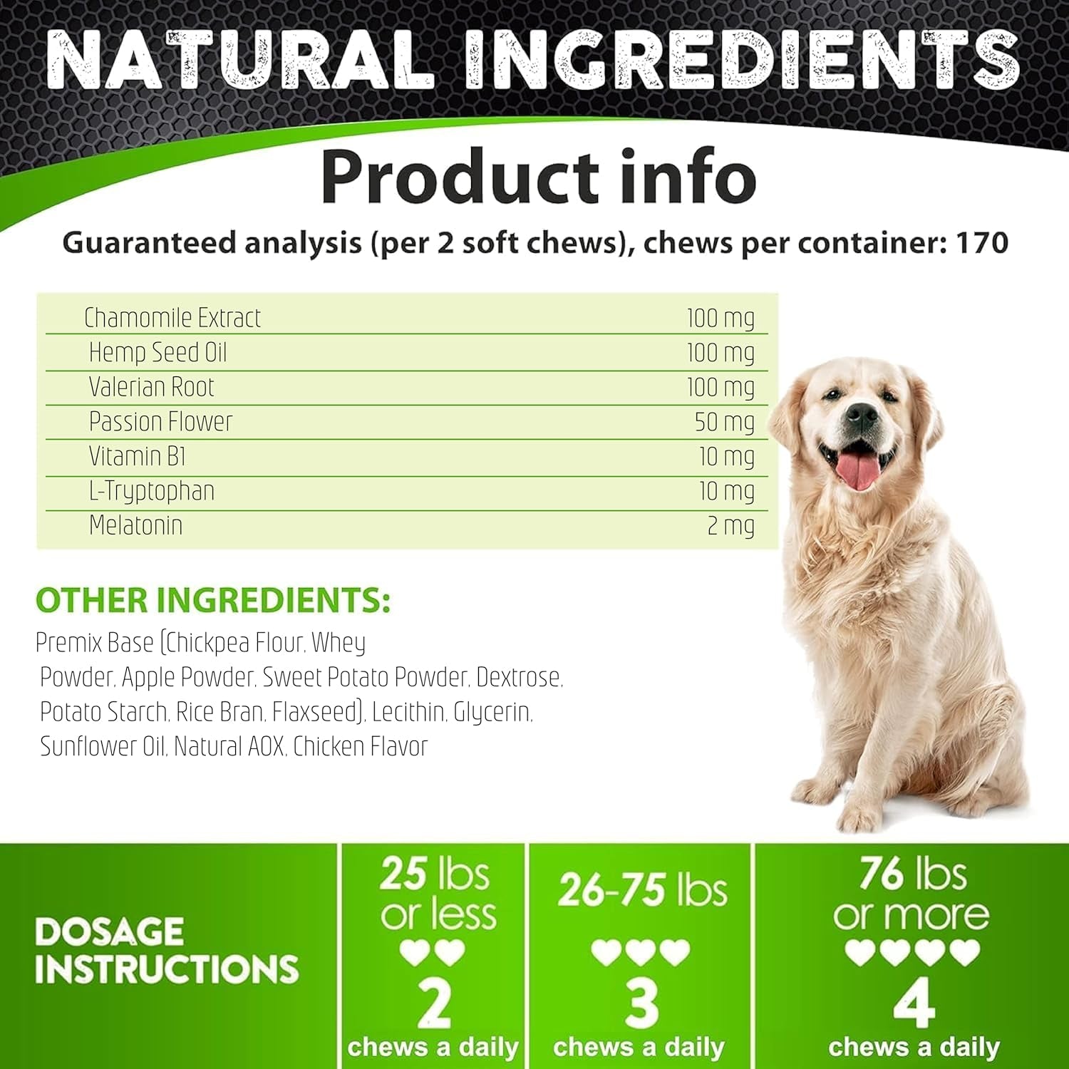 Hemp Calming Chews for Dogs with Anxiety and Stress - 170 Dog Calming Treats - Storms, Barking, Separation - Valerian Root - Melatonin - Hemp Oil - Dog Anxiety Relief - Made in USA | Soft Chews
