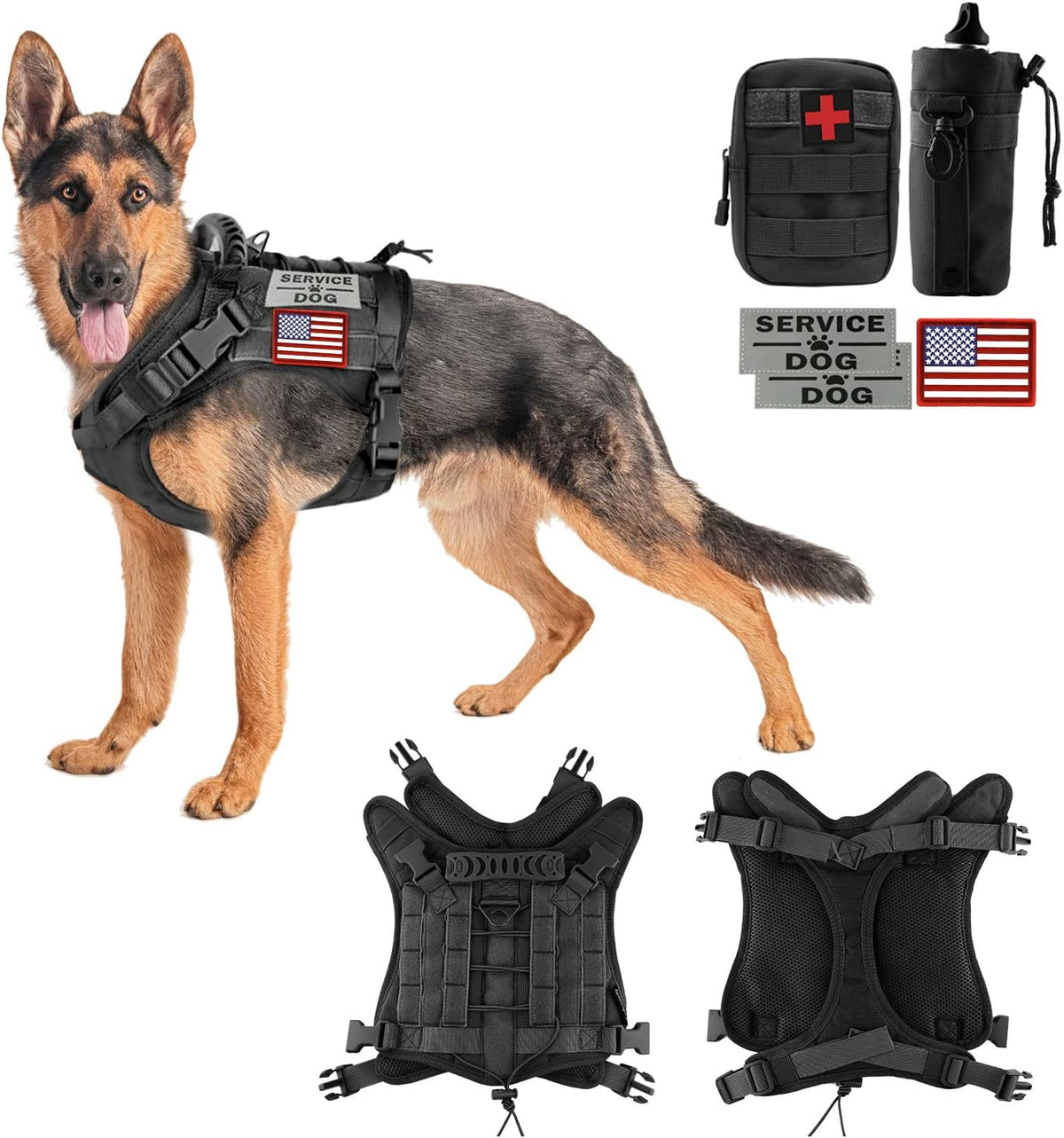 Tactical Dog Vest Training Outdoor Breathable Harness Military Pet Tactical Vest Detachable Pouches D Ring for Dog Leash