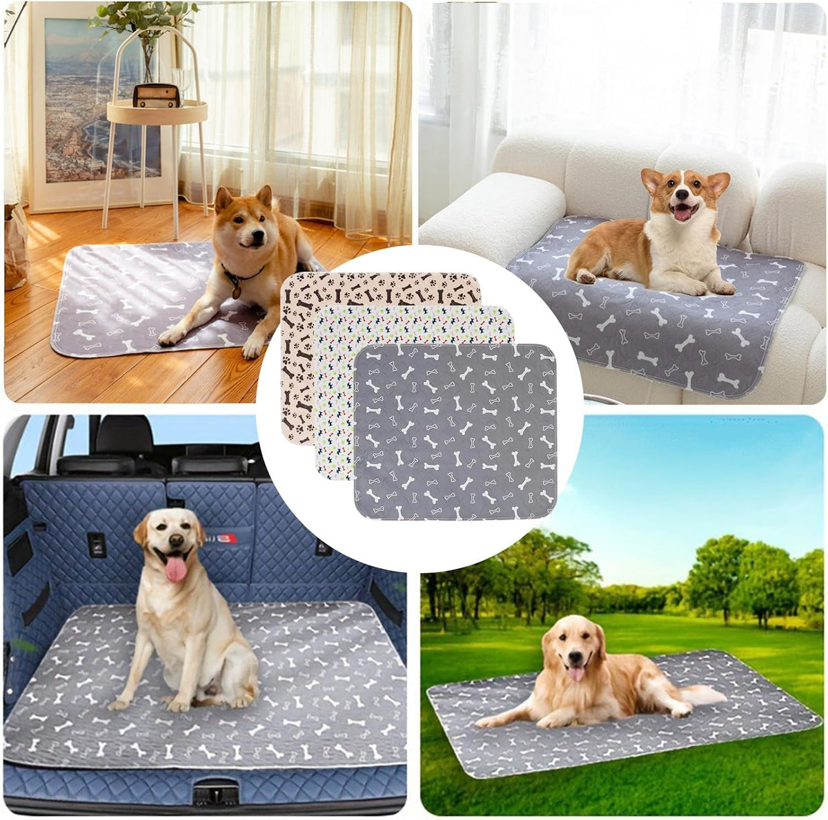 Puppy Pee Pads with Pheromones, Washable Puppy Training Pads for Dogs Reusable Puppy Potty Pads for Dogs and Cats(With Pet Hair Removal Gloves)