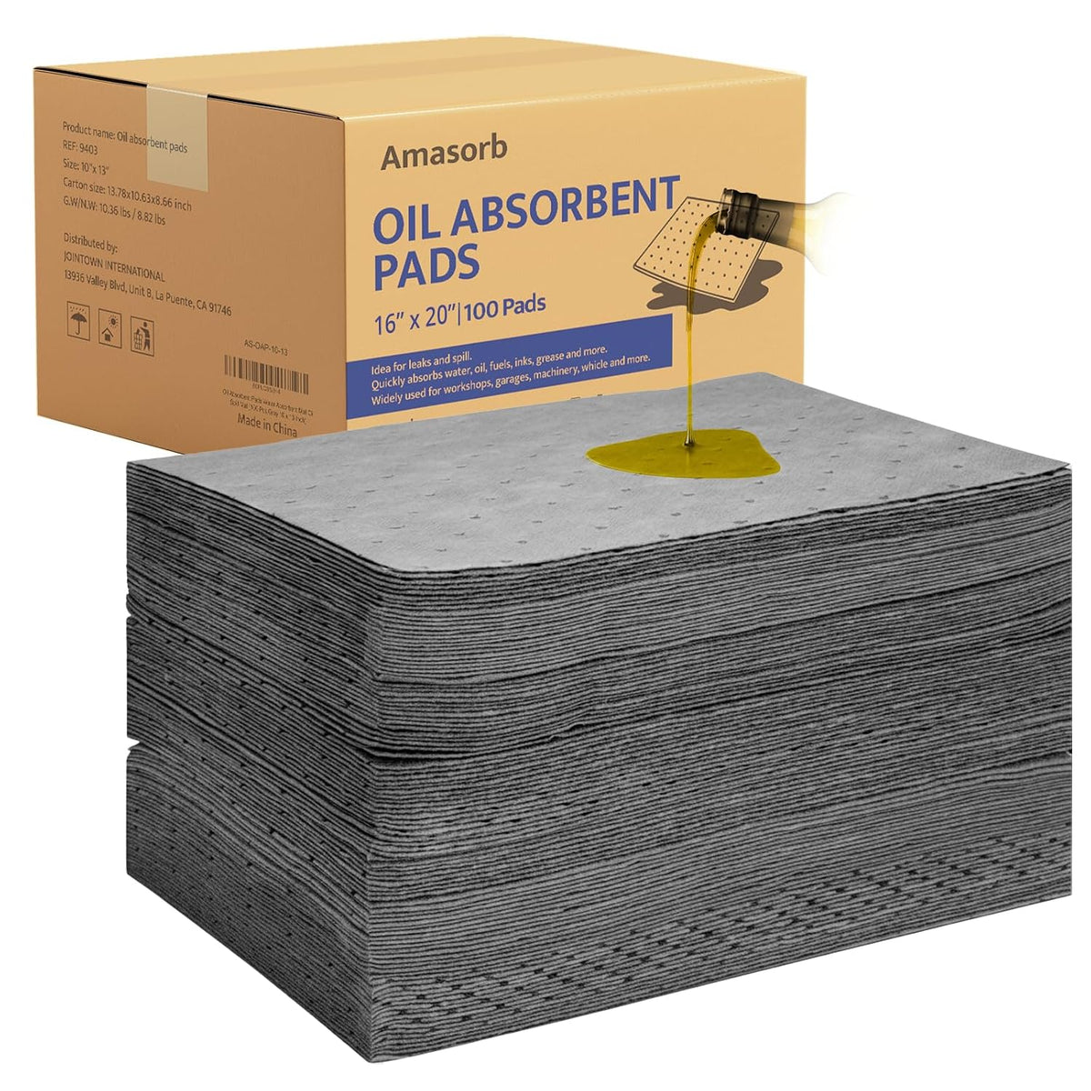 Oil Absorbent Pads - 16 X 20 Inch-Universal Leak, Drip, and Spill Control, Garage Absorbent Mat for Oil Water, Ideal for Extra-Heavy Spills 100 Pcs