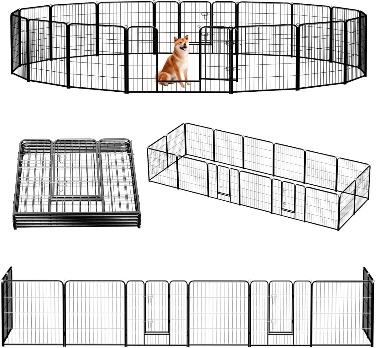 NEWBULIG Dog Playpen Indoor 32 Inch 16 Panels, Metal Outdoor Dog Fence Pen