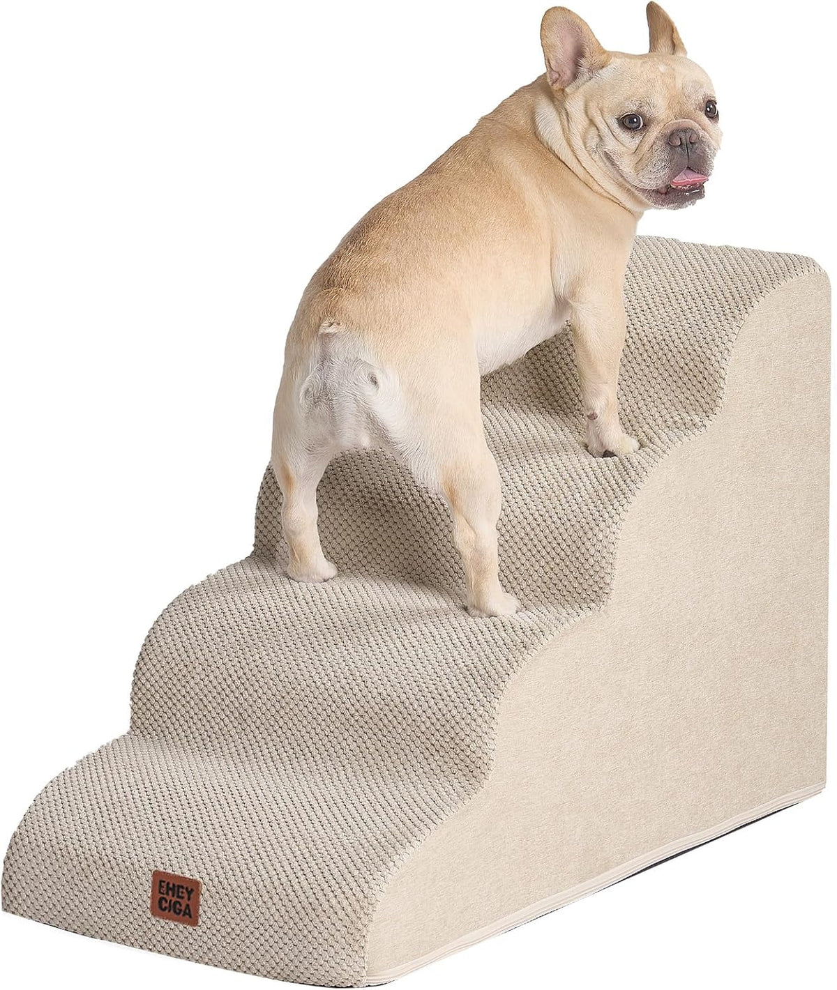 EHEYCIGA Curved Dog Stairs Ramp, 4-Step High Beds, 19.7" H Pet Step