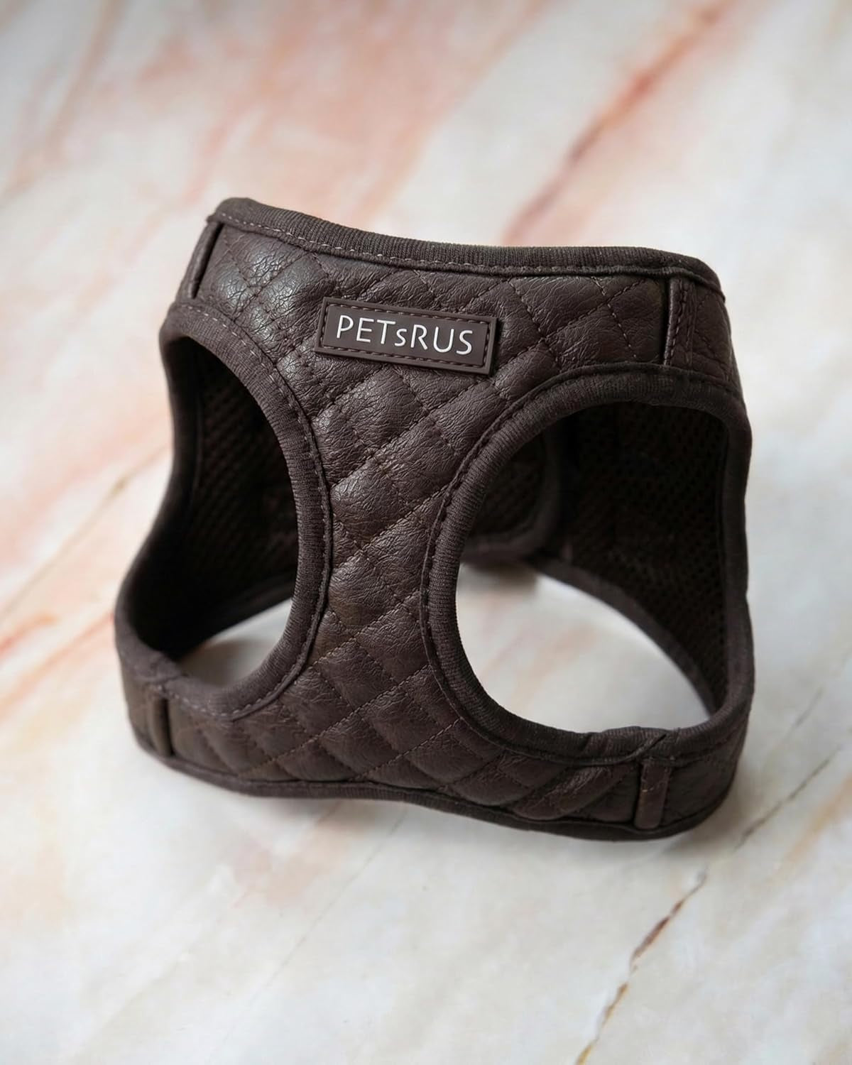 Step in Dog Cat Harness Choke Free Escape Proof Pet Vest Quilted Vegan Leather Breathable Mesh Padded for Small Medium Dogs (Chocolate Brown, Large)