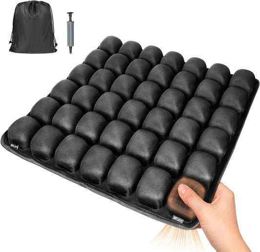 Jqinhome Inflatable Seat Cushion with 42 Airbags, Press-Type Airplane Cushion for Long Flights, Portable Travel Cushion, Ergonomic Travel Seat Cushion for Airplane, Car, Office & Wheelchair