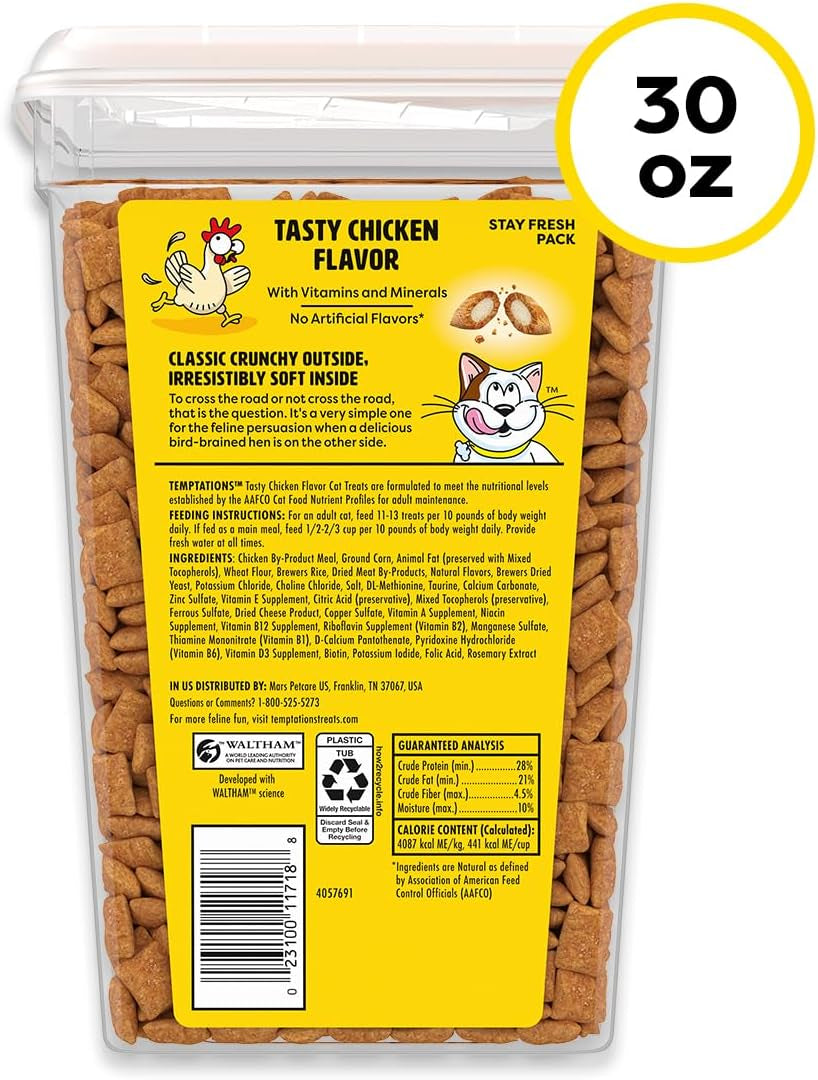 Temptations Classic Crunchy and Soft Cat Treats, Tasty Chicken, 30 Oz