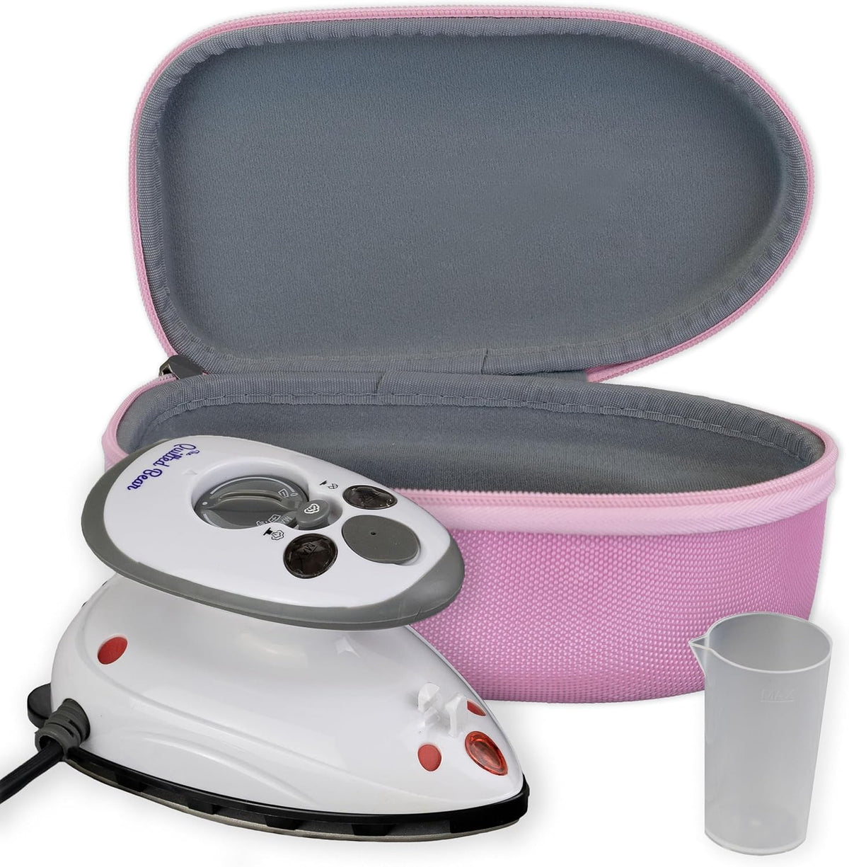 The Quilted Bear Mini Steam Iron - Lightweight Mini Travel Iron for Effortless Quilting & Wrinkle-Free Clothes with Hard Shell Case - Travel Steamer Craft Press for Clothes & Crafts (Pink)