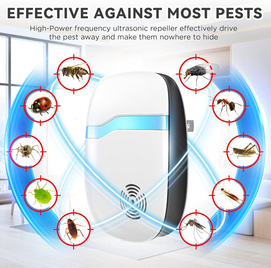 (2026 Upgraded) Ultrasonic Insect & Pest Indoor Repeller - Stronger Driving Force, Repellent for Mouse, Rats, Roaches, Bugs, Ants, Spiders, Silent Home Plug-In Control Device (6 Pack)