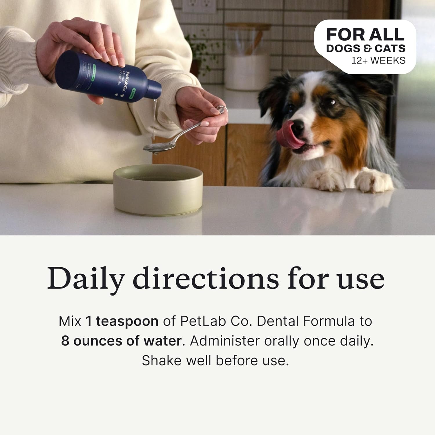 Petlab Co. Cat and Dog Dental Formula, Keep Dog Breath Fresh and Teeth Clean, Supports Gum Health - Water Additive Dental Care Targets Tartar - Packaging May Vary