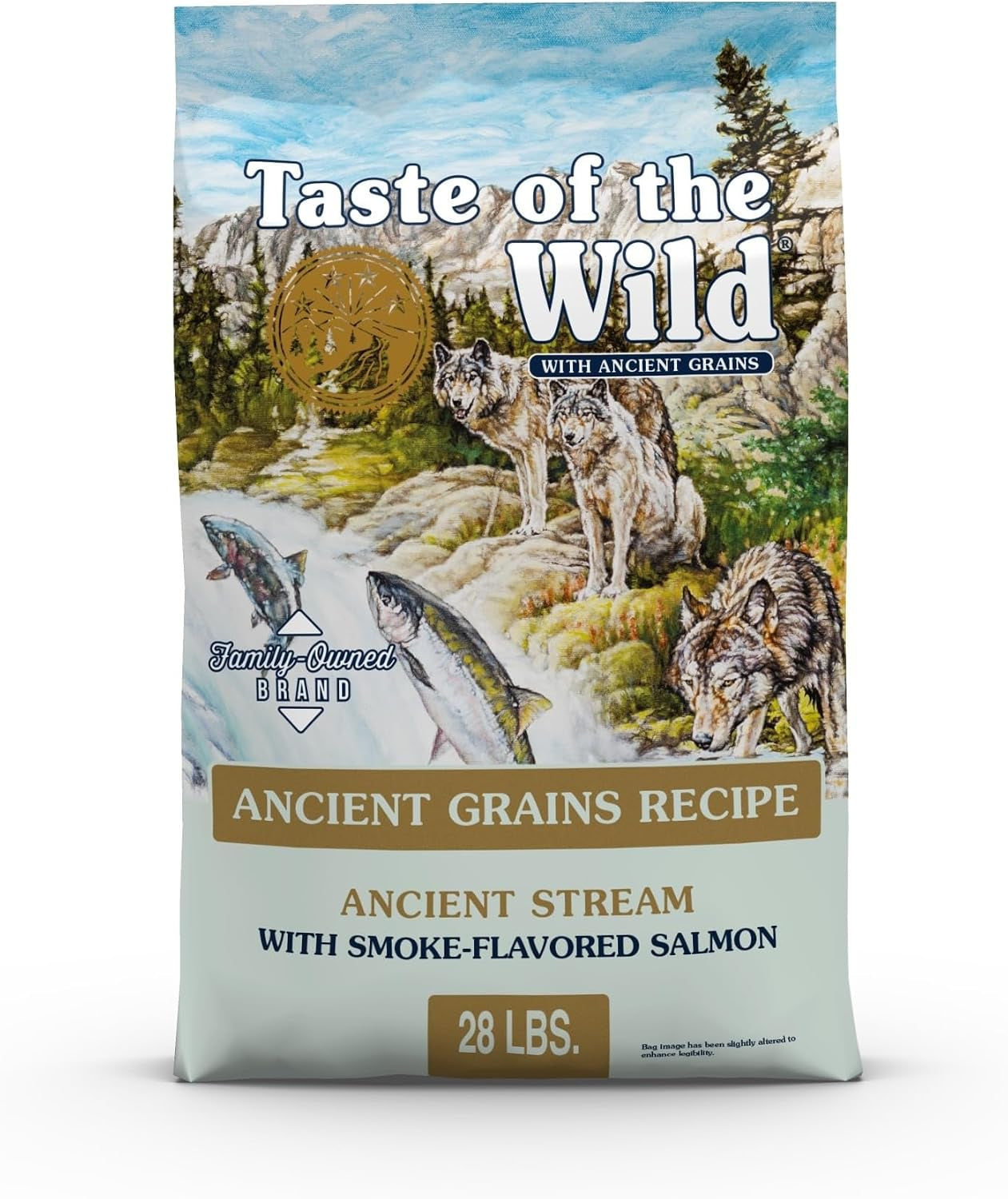 Taste of the Wild Ancient Stream All Life Stages High Protein Recipe with Smoke-Flavored Salmon & Ancient Grains Dry Dog Food 28Lb