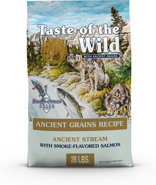 Taste of the Wild Ancient Stream All Life Stages High Protein Recipe with Smoke-Flavored Salmon & Ancient Grains Dry Dog Food 28Lb
