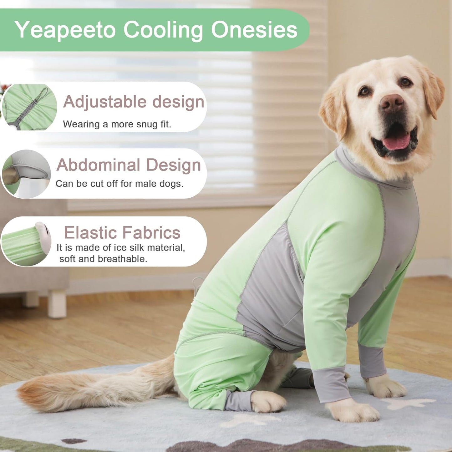 Dog Sun Protection Cooling Suit UPF 50+, Quick-Dry Breathable Jumpsuit for Large & Medium Dogs, Outdoor Dirt-Resistant Shedding Control Pet Apparel (Chartreuse, 6X-Large)