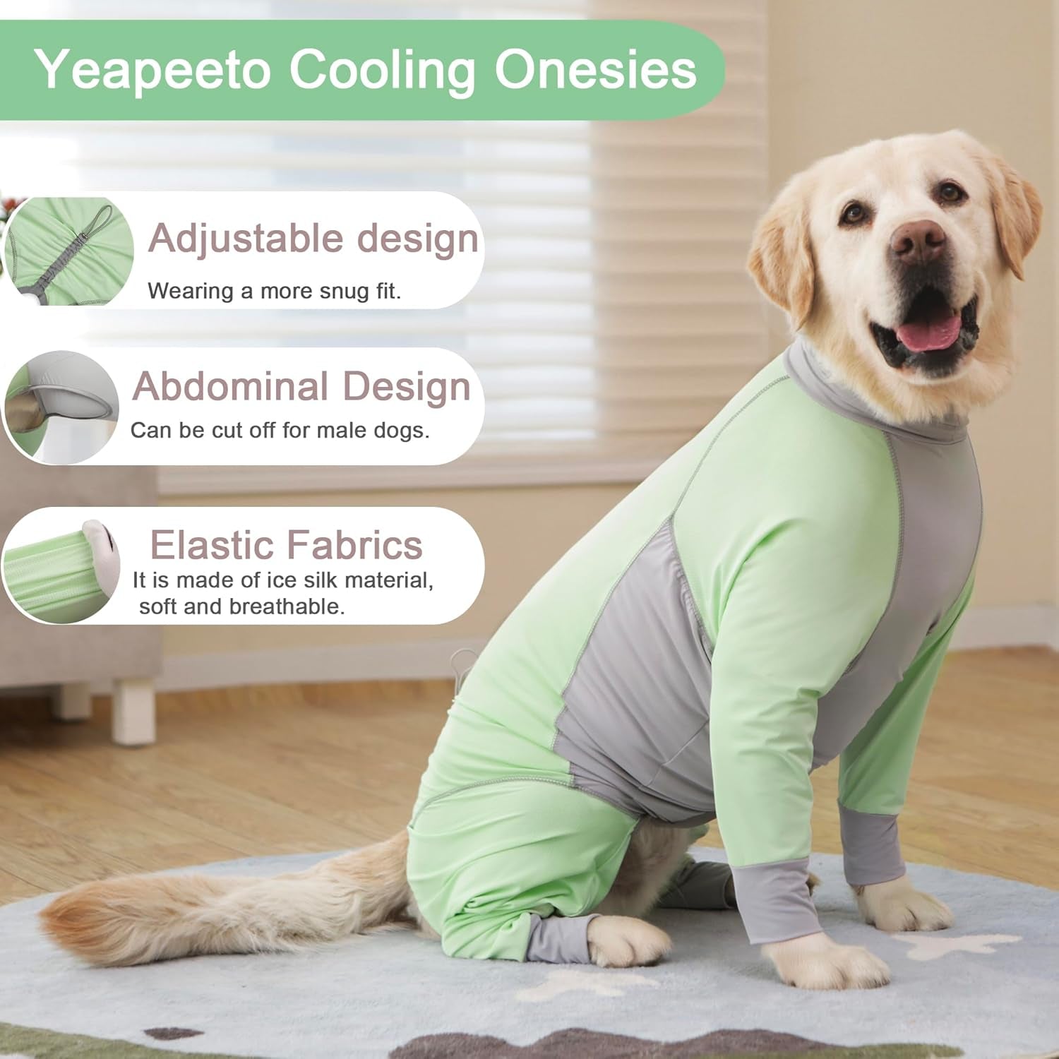 Dog Sun Protection Cooling Suit UPF 50+, Quick-Dry Breathable Jumpsuit for Large & Medium Dogs, Outdoor Dirt-Resistant Shedding Control Pet Apparel (Chartreuse, 6X-Large)