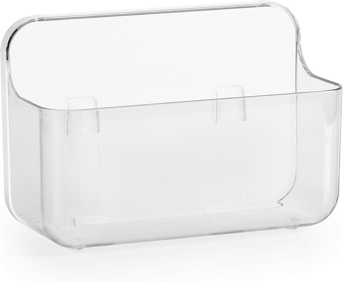 Adhesive Wall Organizer Bin, No-Drill, Clear, 7.1 X 3.15 X 4.75 In