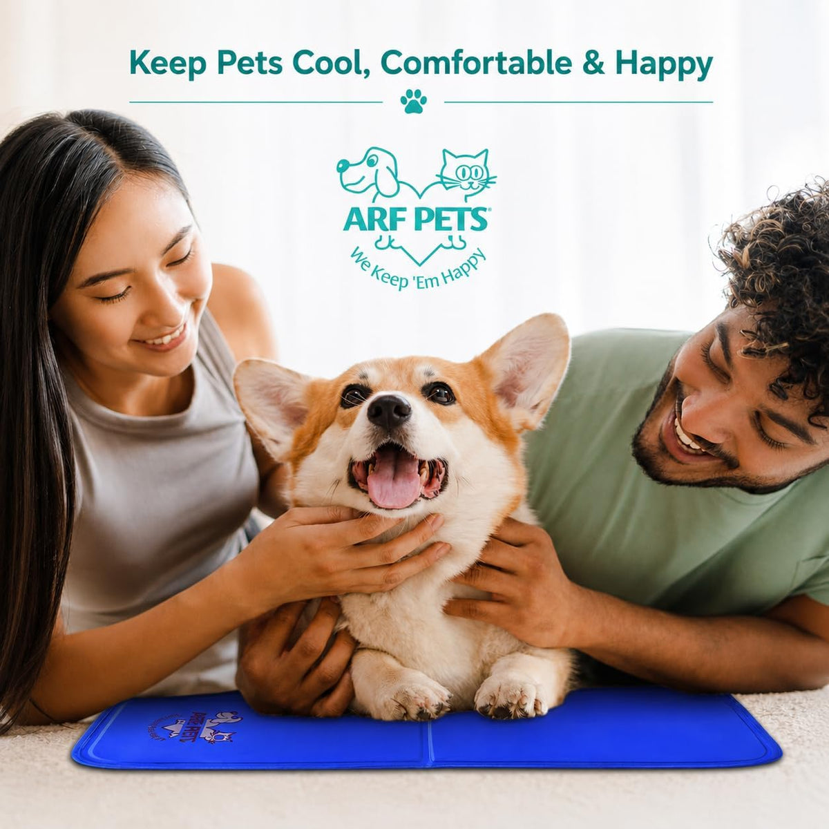 Arf Pets Dog Cooling Mat - Solid Gel Self-Cool Pad | Durable & Non-Toxic