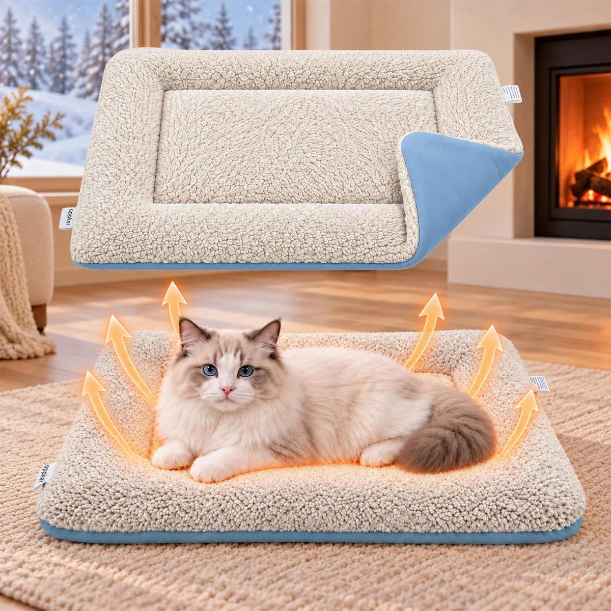 Cooling Mat for Dogs & Cats, Reversible Self Warming Cat Bed, 24"X18"X2"