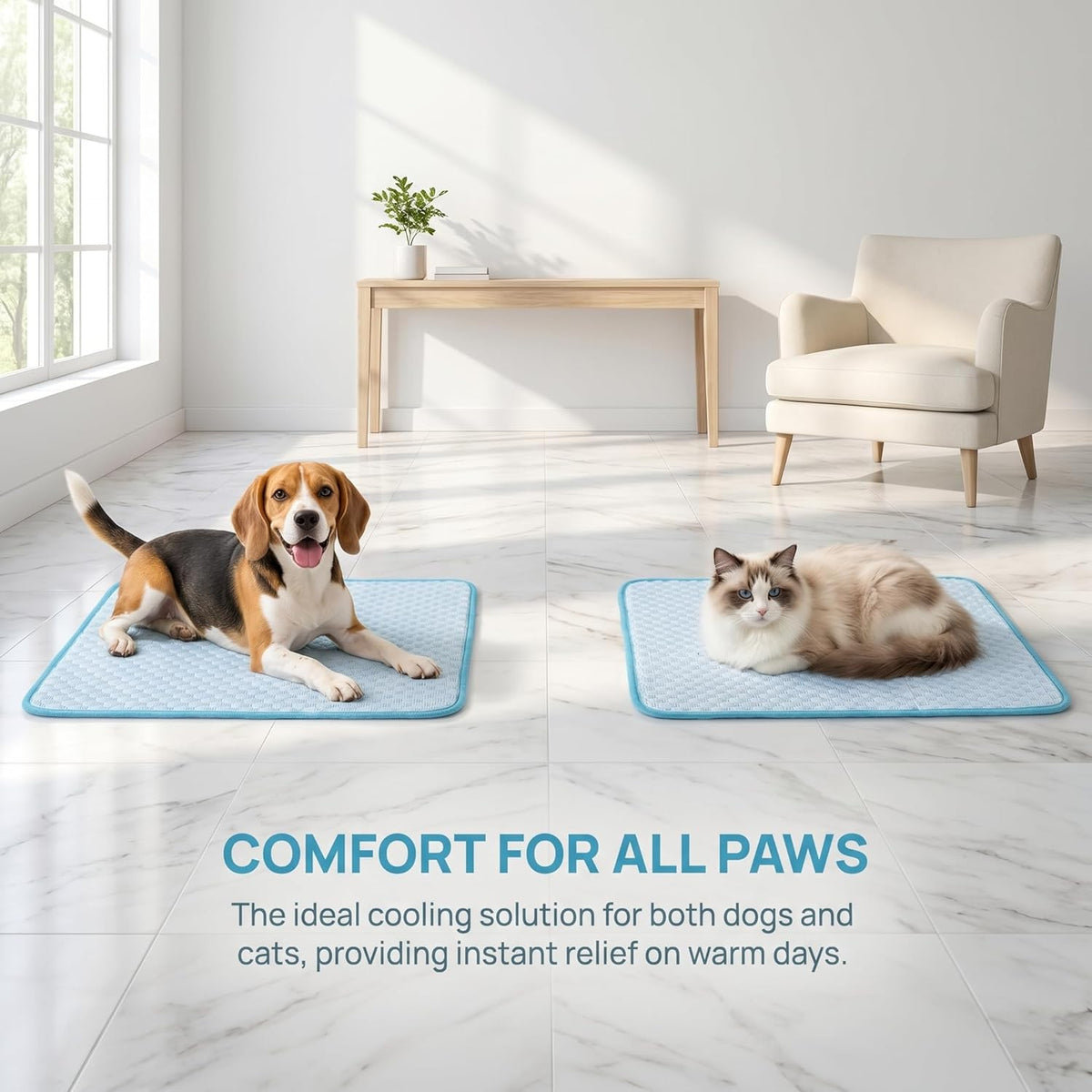 Dog Cooling Mat for Cats Small Pets, Gel Free Ice Silk Self Cooling Pad