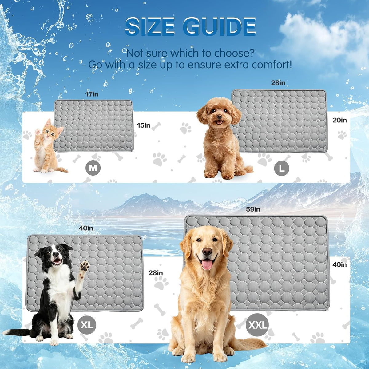 Pet Cooling Mat for Dogs & Cats, Q-Max>0.4 Washable Cooling Pad