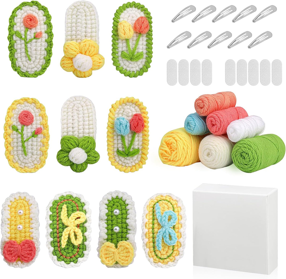 Kyeeadiy Crochet Kit for Beginners, Crochet Starter Kits, Hair Clip Knitting Crocheting Kits with Step-By-Step Video Tutorials, Complete Crochet Kit for Adults Decoration (Hairpin)