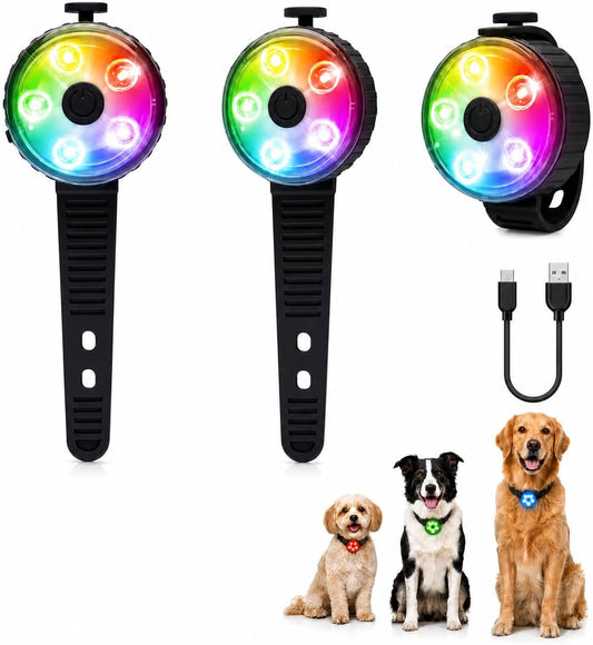 3-Pack Collar Light with Memory Function, 8 Modes, IPX7 Waterproof