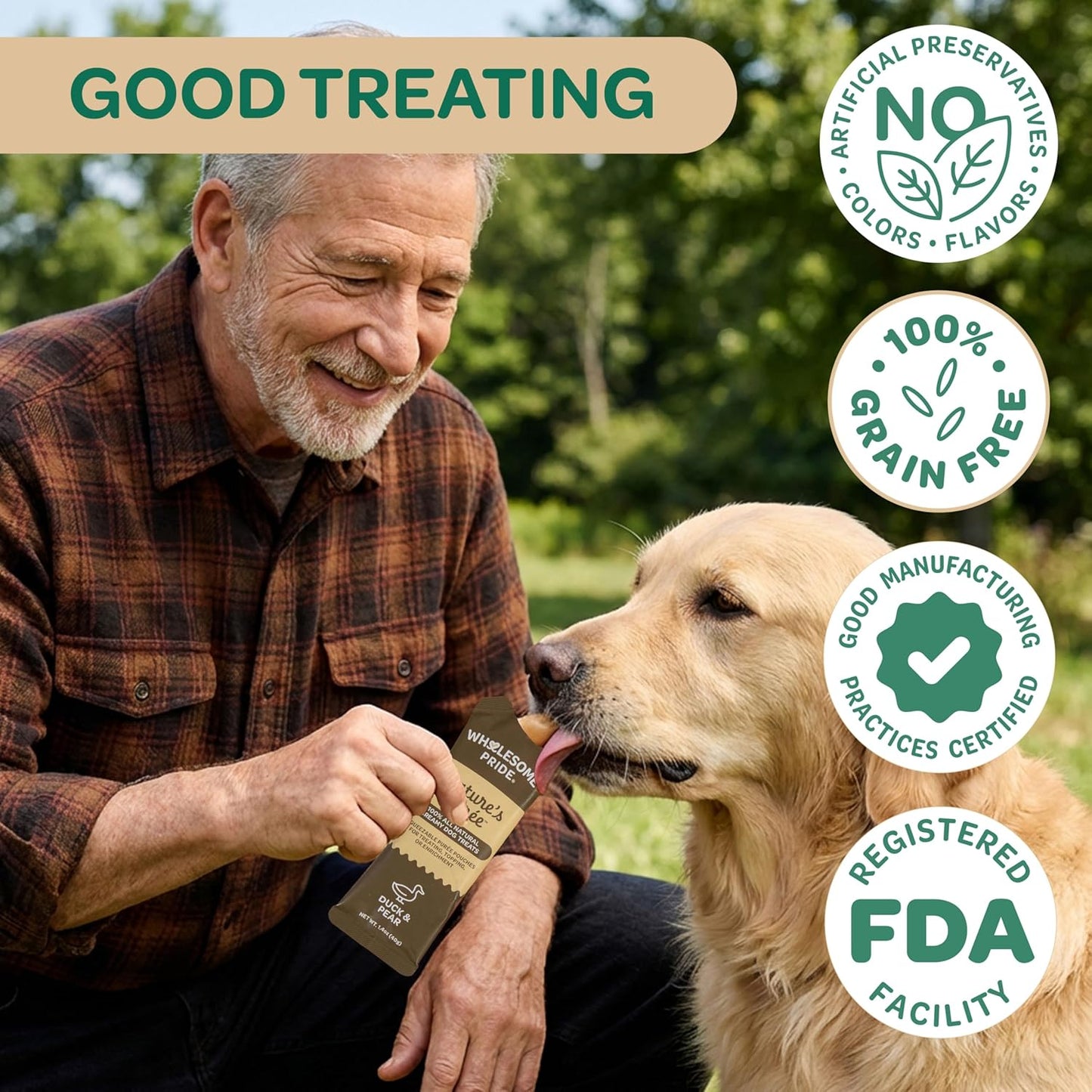 Wholesome Pride Nature’S Purée Creamy Dog Treats, Squeezable Lickable Treat & Topper, 1.4 Oz Pouches, 8-Count, 4-Flavor Variety Pack