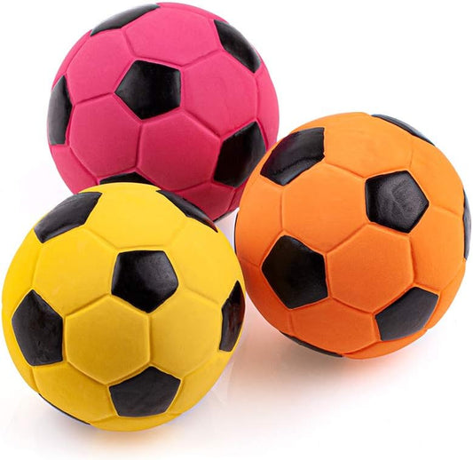 CHIWAVA 3PCS 2.7'' Squeak Latex Dog Toy Football Fetch Ball for Medium Dogs
