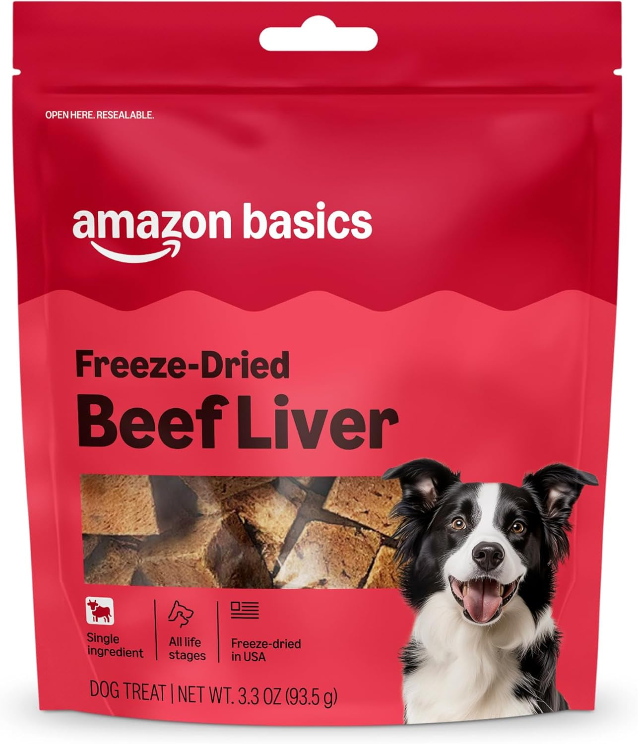 Amazon Basics Freeze-Dried Raw Single Ingredient Dog Treats (Previously Wag), Beef Liver, High Protein, Grain-Free, 3.3 Ounce (Pack of 1), Packaging May Vary