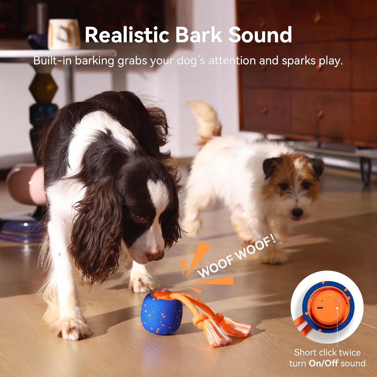 Cheerble Smart Interactive Dog Toy, Wicked Ball Rolly, Automatic Moving, Bouncing, Rotating, E-TPU Material, Active Rolling Interactive Dog Ball for Medium and Large Dogs (Blue)