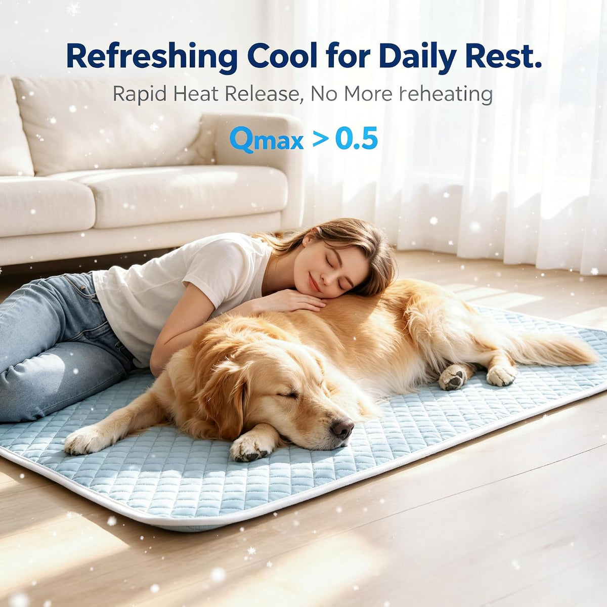 Self-Cooling Dog Mat, Q-Max>0.5 Breathable Pet Pad for Summer
