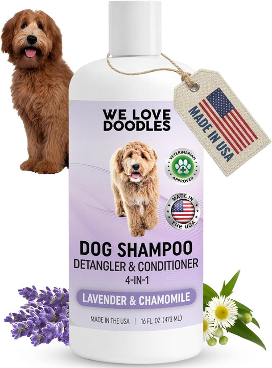 4-In-1 Dog Shampoo, Conditioner & Detangler, Dog Wash, Lavender, 16 Oz