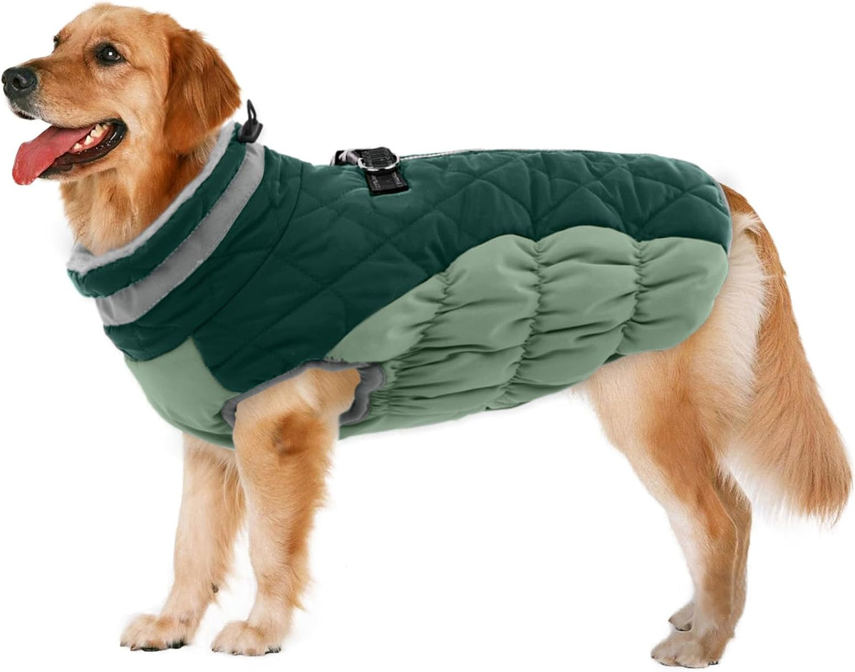 Dog Coat for Large Dogs Waterproof Dog Jacket with Harness Built In