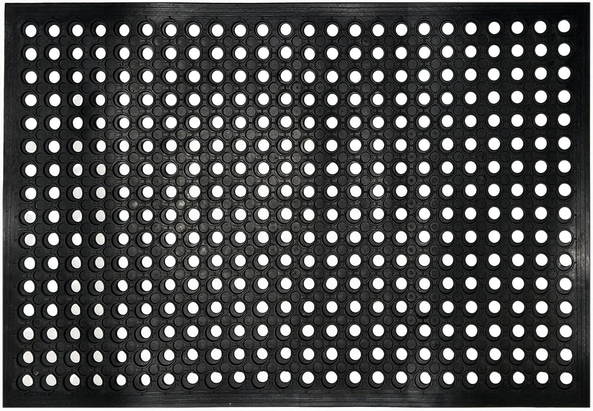 Nexboraque anti Fatigue Rubber Floor Mats, 24 X 36 Inch Non-Slip Restaurant Mat Door Mat Drainage Mat for Indoor Outdoor Wet Area, Pool Entry, Garden - Black