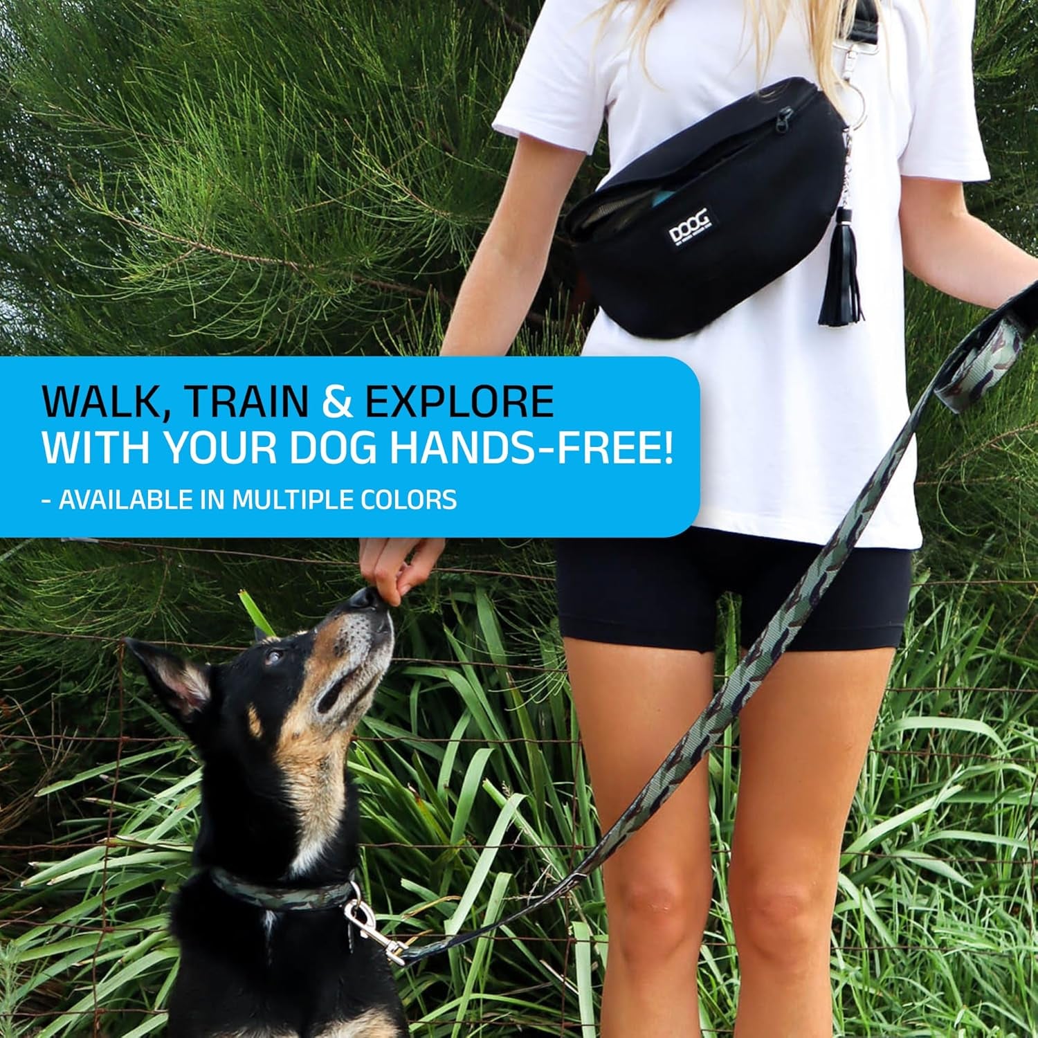 DOOG Neosport Dog Walking Fanny Pack - Waterproof Treat Pouch & Waste Bag Holder - Hands-Free Belt Bag for Training, Hiking & Outdoor Adventures - Black