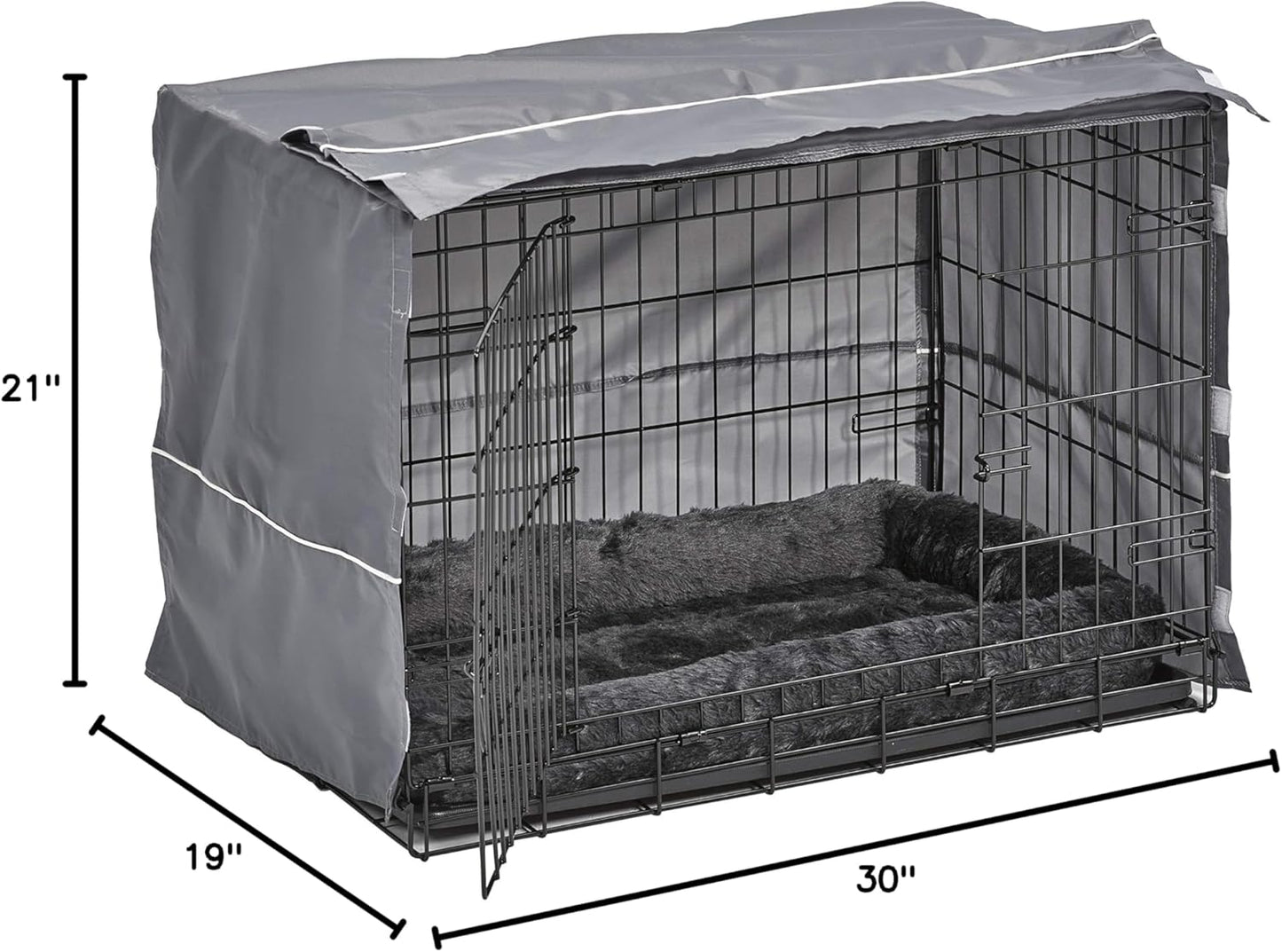 Midwest Homes for Pets Double Door 30-Inch Dog Crate Kit, Bundle Includes a Two-Door Cage, Matching Gray Bed and Crate Cover, for Medium-Sized Breeds