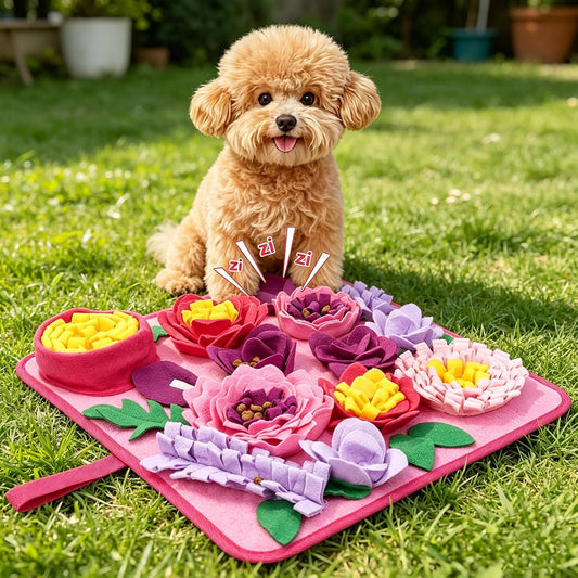 Snuffle Mat for Dogs, 15.4X15.4 Inch Pet Treats Feeding Mat for Small & Medium Breeds, Cats, Rabbits | Interactive Puzzle Toy & Slow Feeder with Non-Slip Bottom for Natural Foraging & Calming