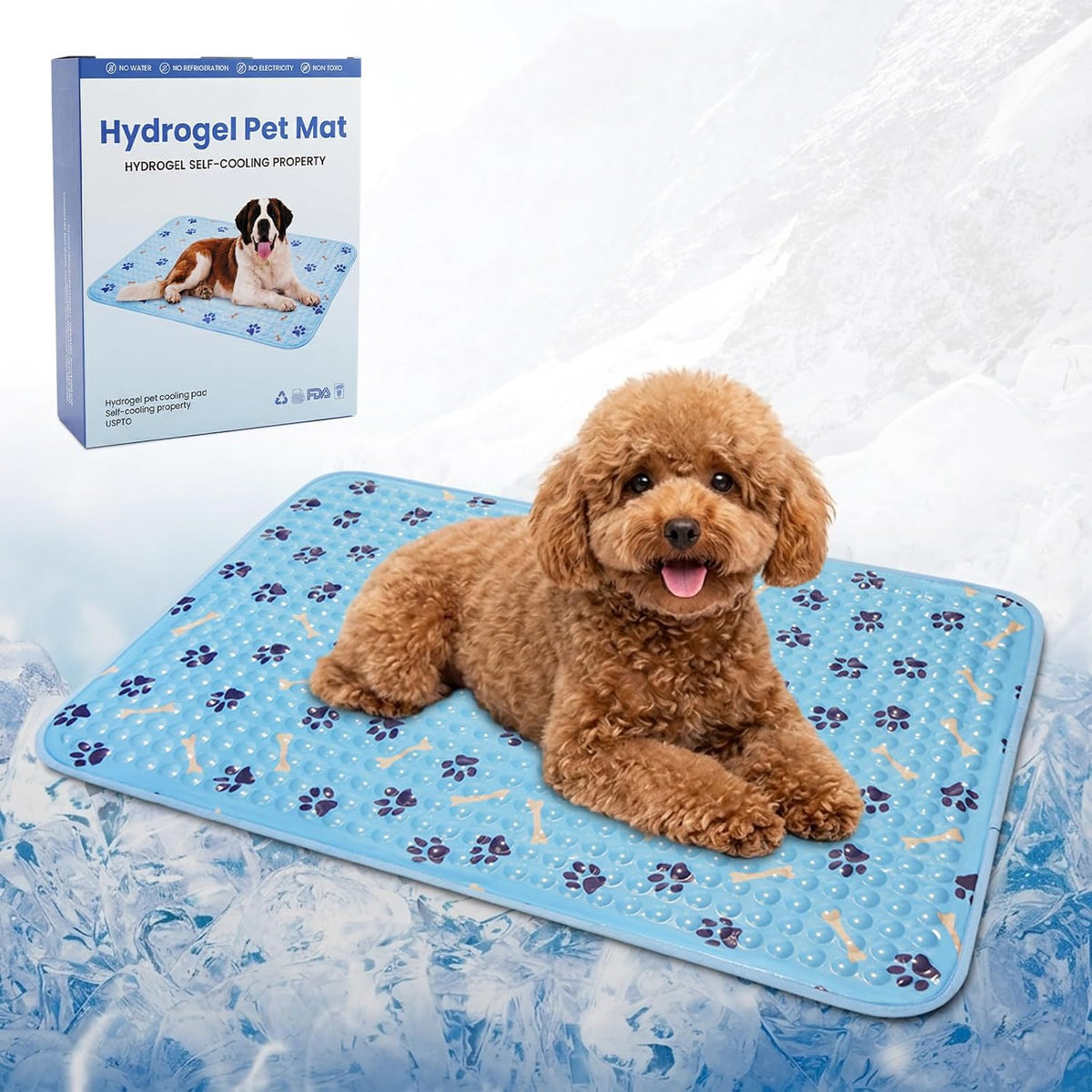 Cooling Mat for Dogs 20 Inch, Patent Self-Cooling Gel Pad for Small Dogs,