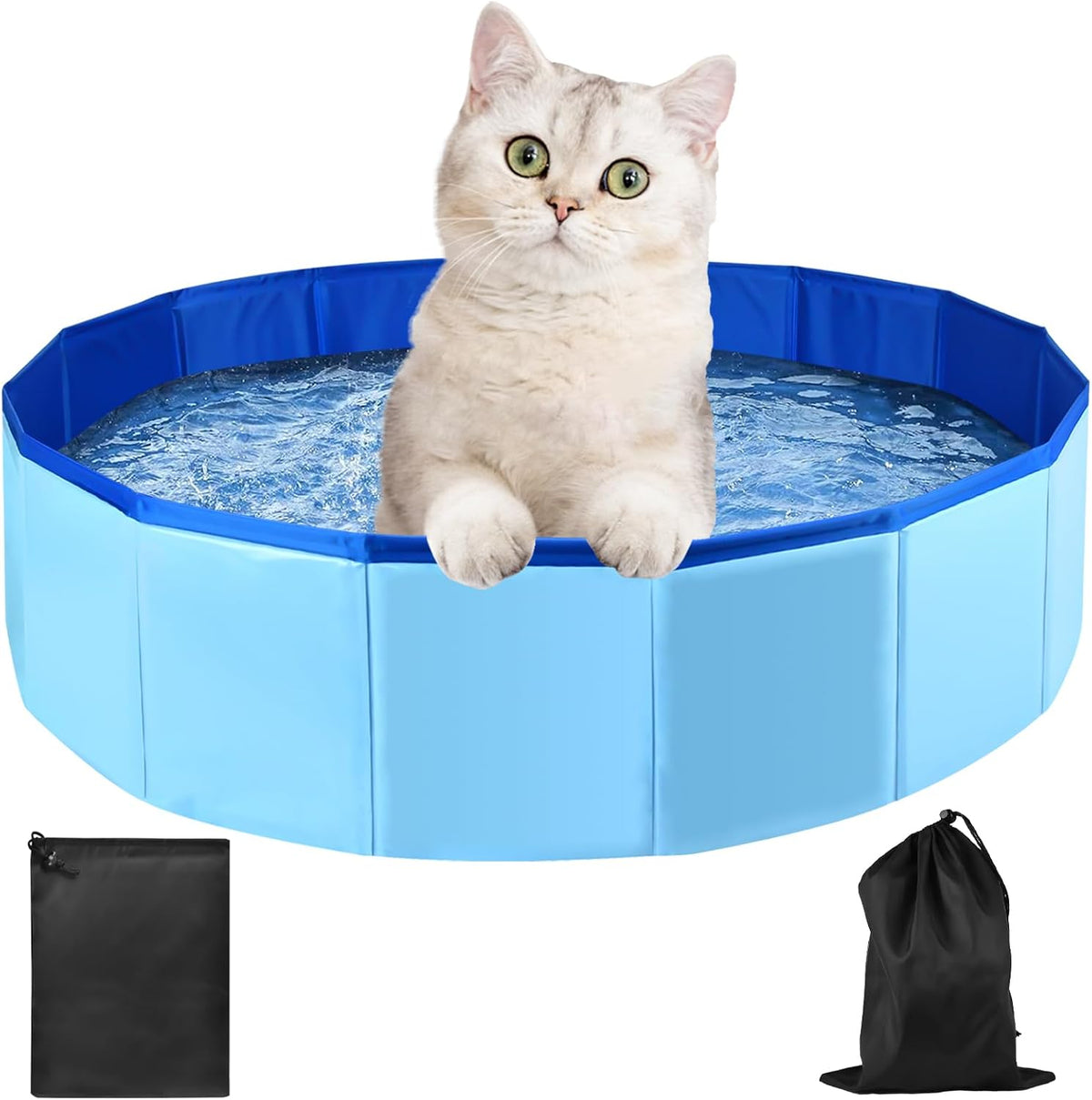 Enenes Foldable Dog Pool 24 X 8 Inch, Collapsible PVC Pet Bath Tub