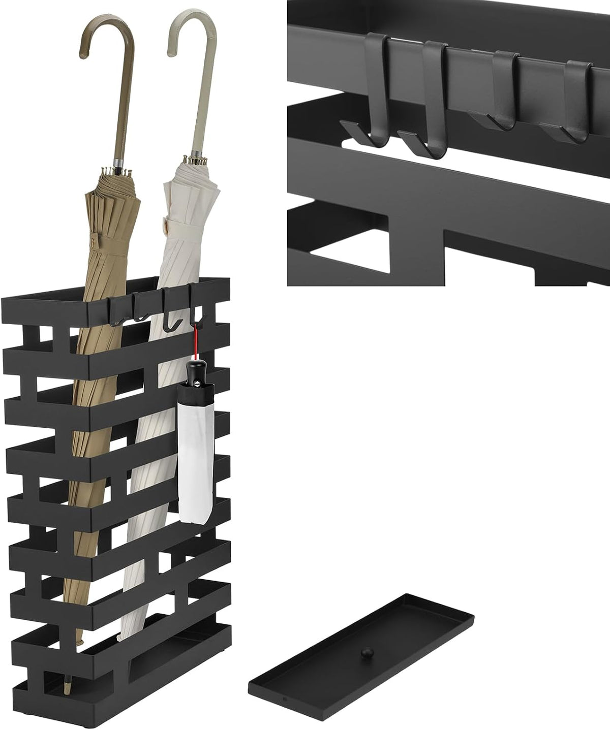 Tudomro Black Umbrella Stand Entryway, 3.94 X 11.81 X 16.93 Inch