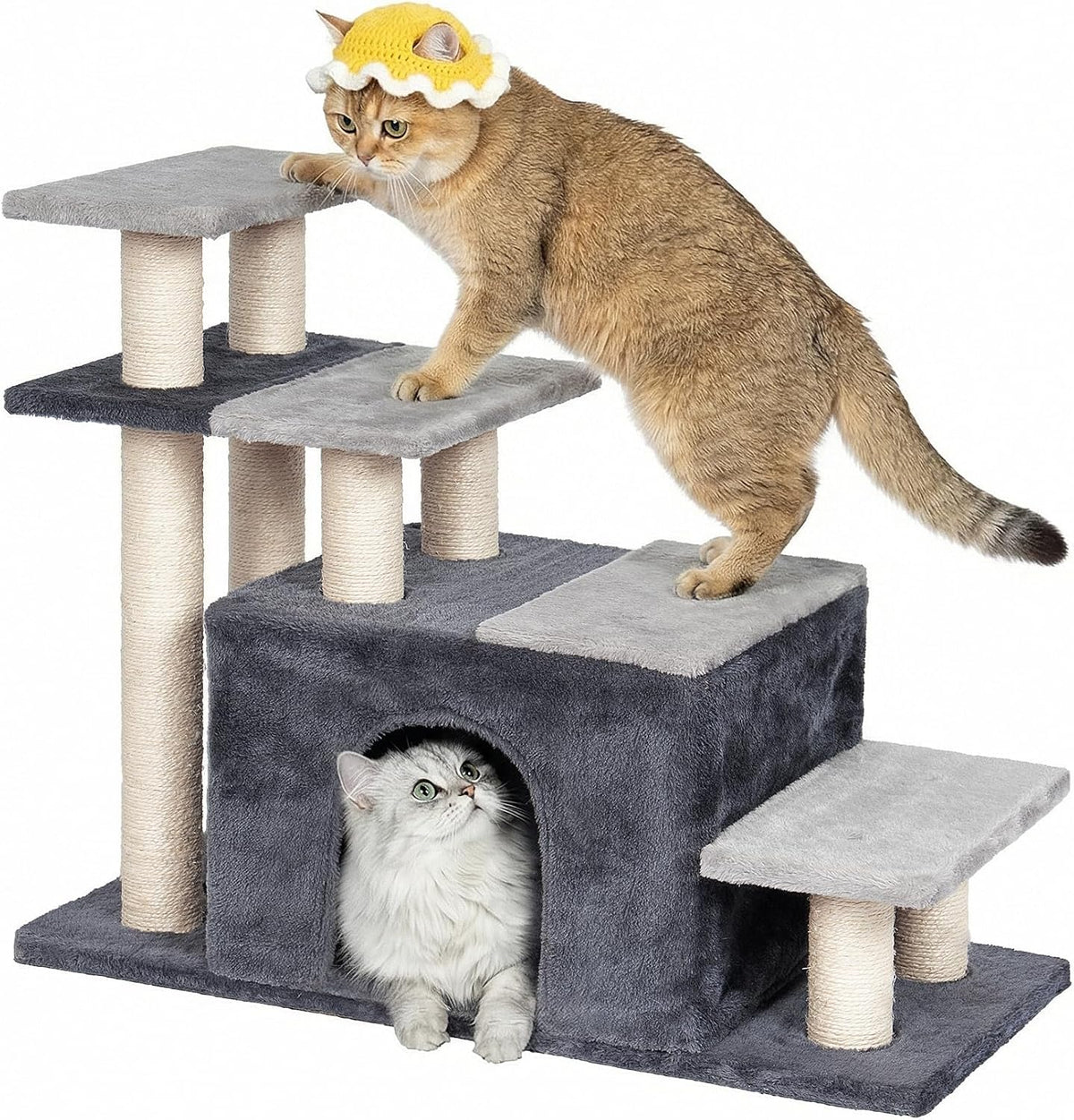 Aechonow 4-Tier Cat Stairs for High Bed with 22'' Cat Scratching Post