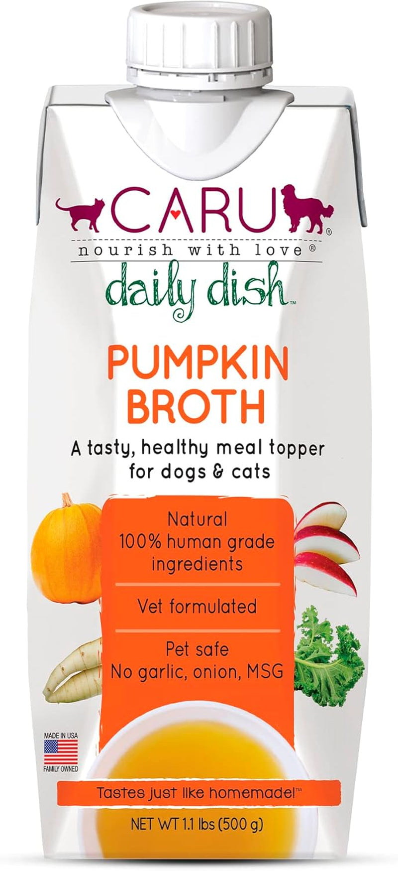 CARU - Daily Dish Pumpkin Broth Meal Topper for Dogs & Cats - Savory Pour-Over Broth - 1.1 Lbs.