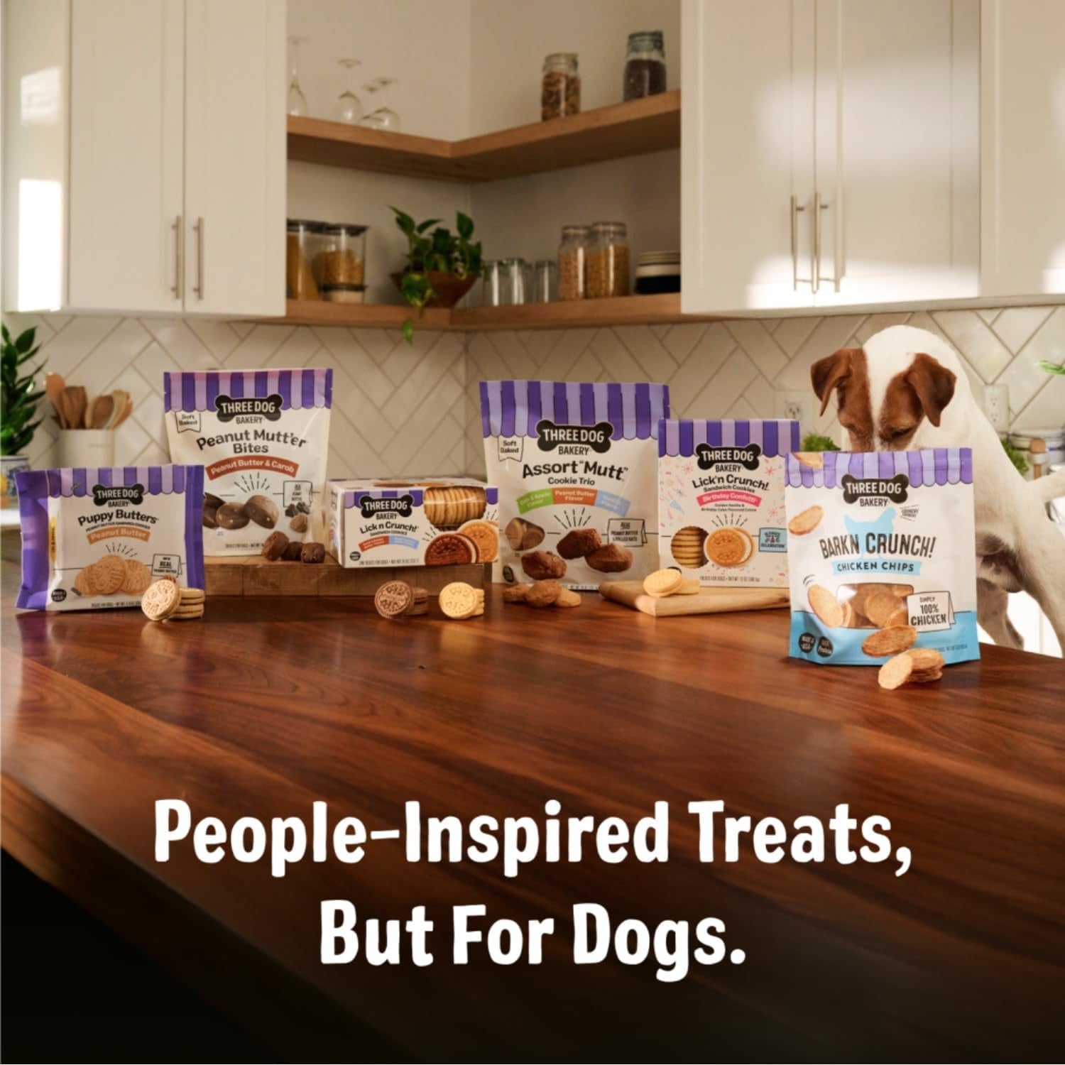 Three Dog Bakery Lick'N Crunch! Golden & Peanut Butter Dog Sandwich Cookies - Crunchy Vanilla & Creamy Peanut Butter Flavored Dog Treats, Cookies for Dogs, Dog Birthday Cookies, Dog Training Treats