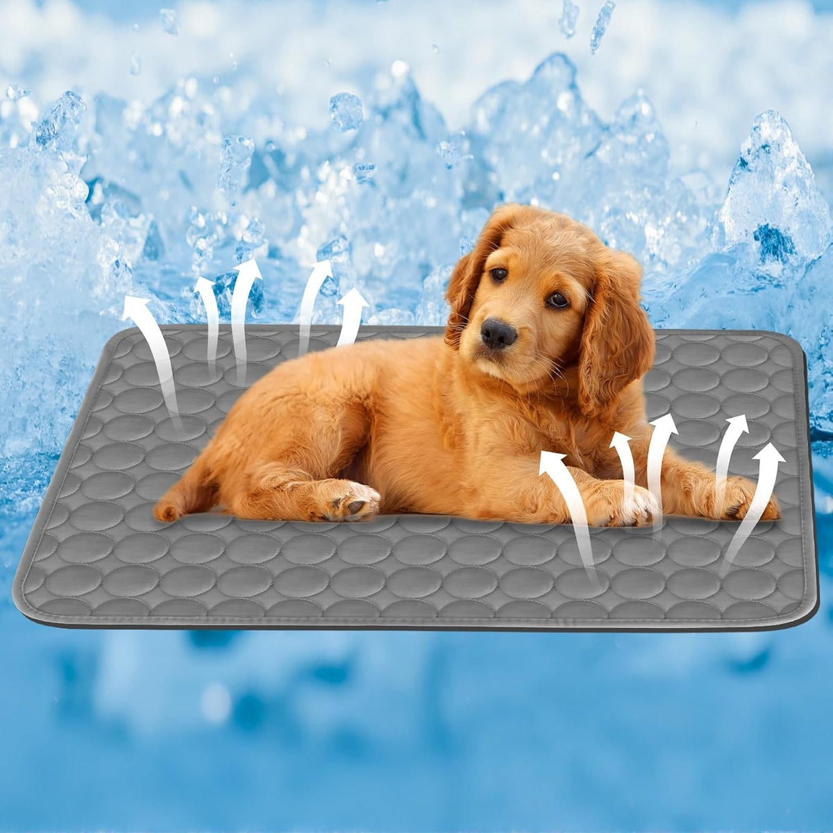 Cooling Dog Mat Extra Large, 28" X 20" Thick & Durable Washable Cooling Mat for Extra Large Dogs, Portable Extended Cooling with Waterproof Color-Changing Arc-Chill Fiber