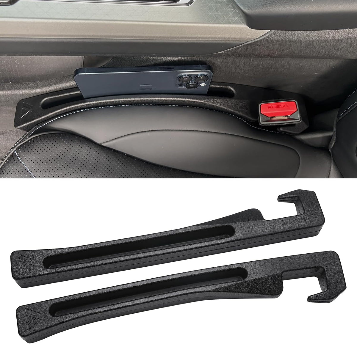 Car Seat Gap Filler Universal Fit Gap Filler Organizer Stop Things from Dropping for Car Trunk SUV, Black, Pack of 2