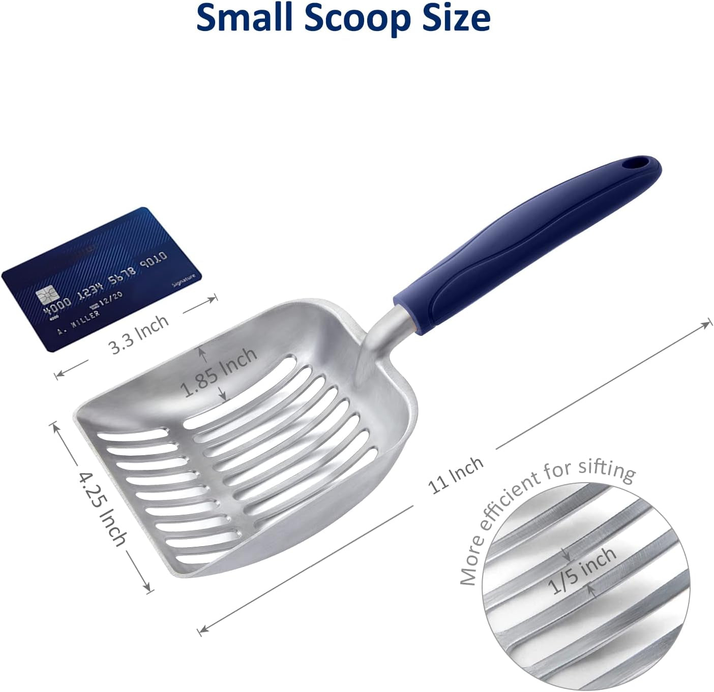Wepet Cat Litter Scoop, Aluminum Alloy Sifter, Kitty Metal Scooper, Deep Shovel, Long Handle, Poop Sifting, Kitten Pooper Lifter, Durable, Heavy Duty, for Litter Box