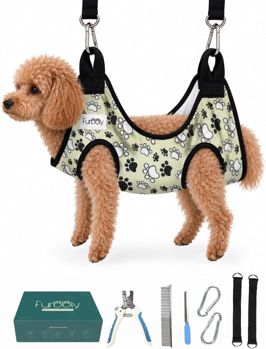 Dog Grooming Hammock – Cat and Dog Hammock for Nail Trim Set with Clippers, Comb – Durable Pet Sling for Nail Trimming – Breathable Fabric Clipper Bag for Small Pets